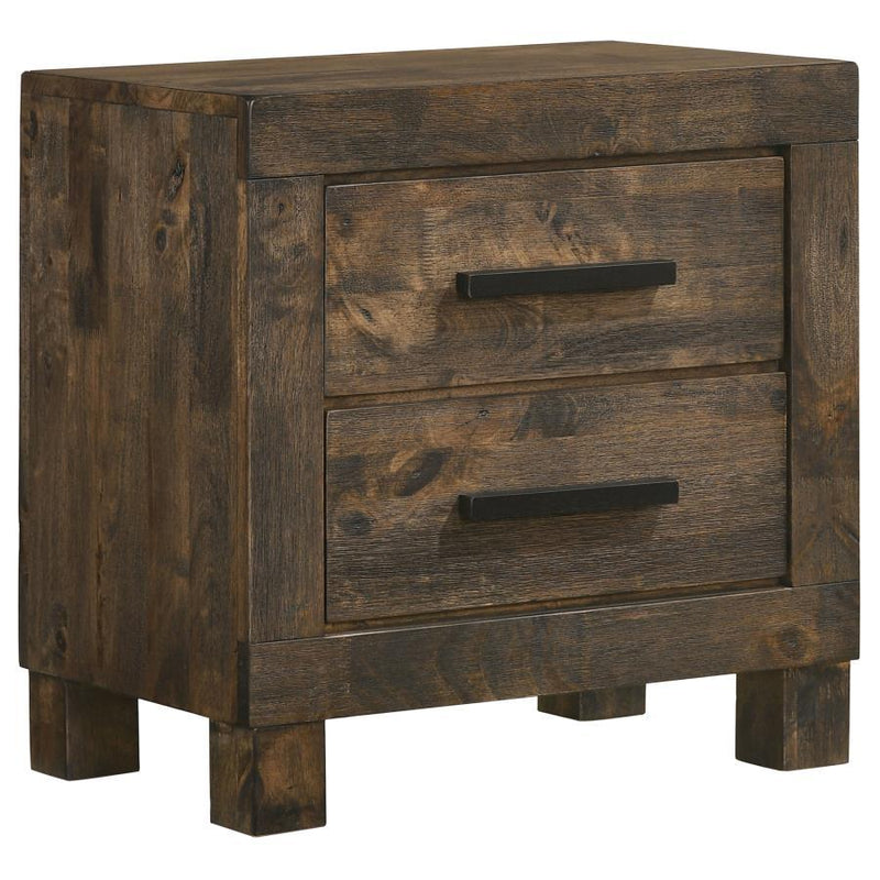 Woodmont - 2-Drawer NightStand - Rustic Golden Brown.