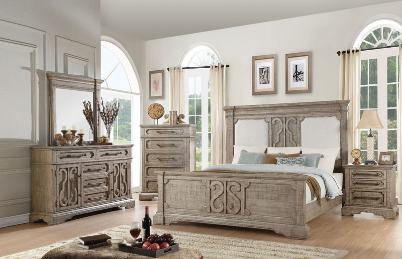 Artesia - Queen Bed - Tan Fabric & Salvaged Natural - Grand Furniture GA