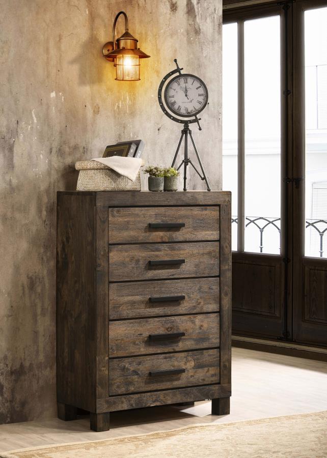 Woodmont - 5-Drawer Chest - Rustic Golden Brown - Grand Furniture GA