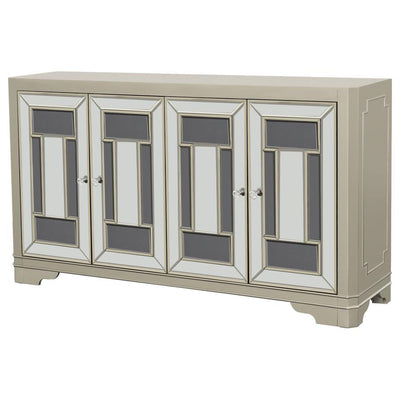 Toula - 4-Door Accent Cabinet - Smoke and Champagne.