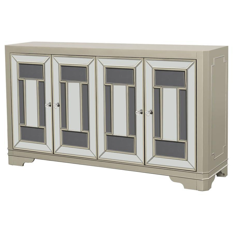 Toula - 4-Door Accent Cabinet - Smoke and Champagne.