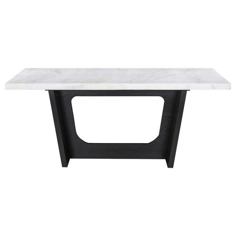 Sherry - Trestle Base Marble Top Dining Table - Espresso And White