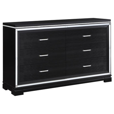 Cappola - Rectangular 6-Drawer Dresser - Silver and Black.