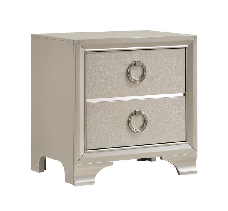 Salford - 2-Drawer Nightstand - Metallic Sterling.