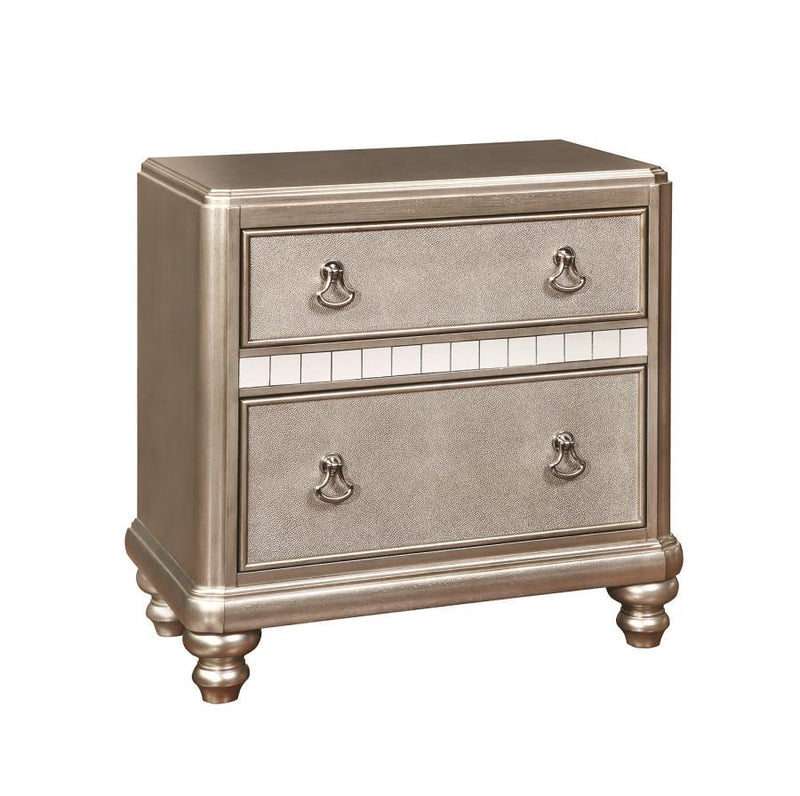 Bling Game - 2-Drawer Nightstand - Metallic Platinum.