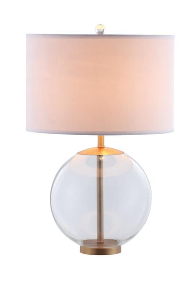 Kenny - Drum Shade Table Lamp With Glass Base - White