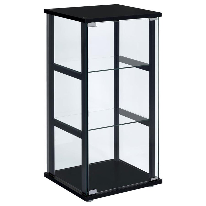 Cyclamen - 3-Shelf Glass Curio Cabinet - Black and Clear.