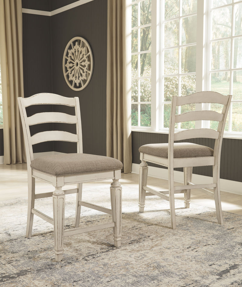 Realyn - Chipped White - Upholstered Barstool (Set of 2).