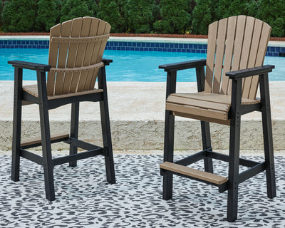 Fairen Trail - Black / Driftwood - Tall Barstool (Set of 2).