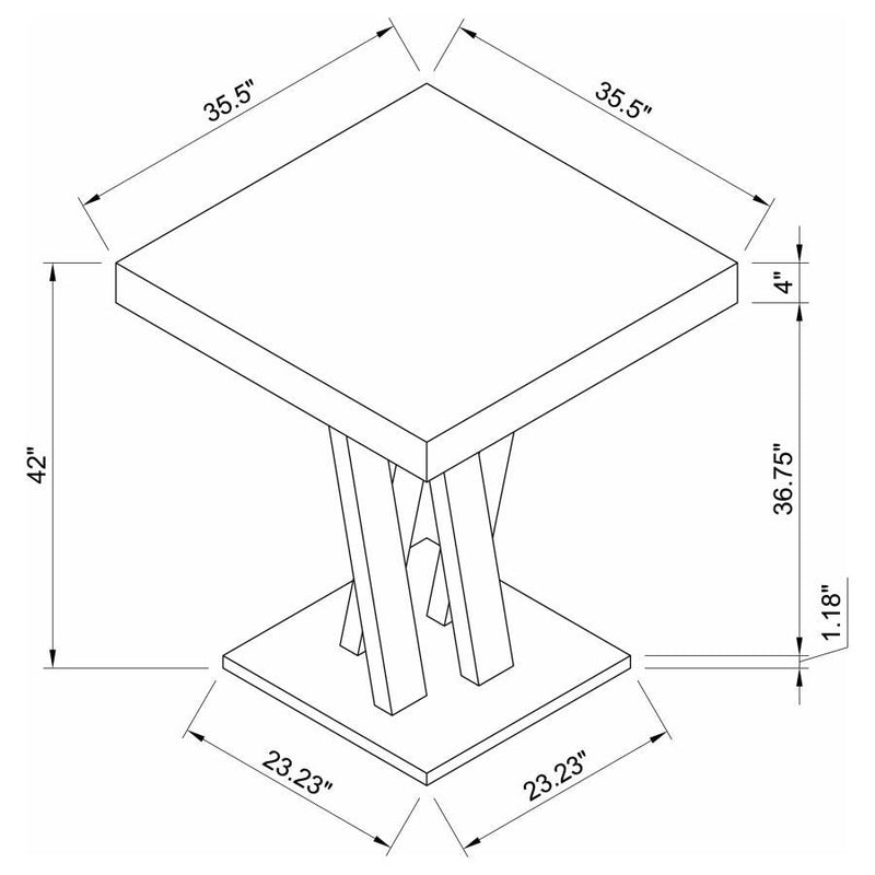 Freda - Double X-Shaped Base Square Table