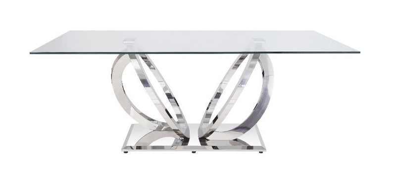 Finley - Dining Table - Clear Glass & Mirrored Silver Finish - Grand Furniture GA