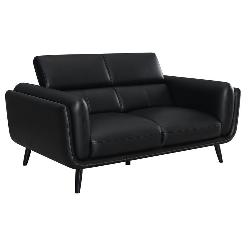 Shania - Track Arms Loveseat With Tapered Legs - Black.