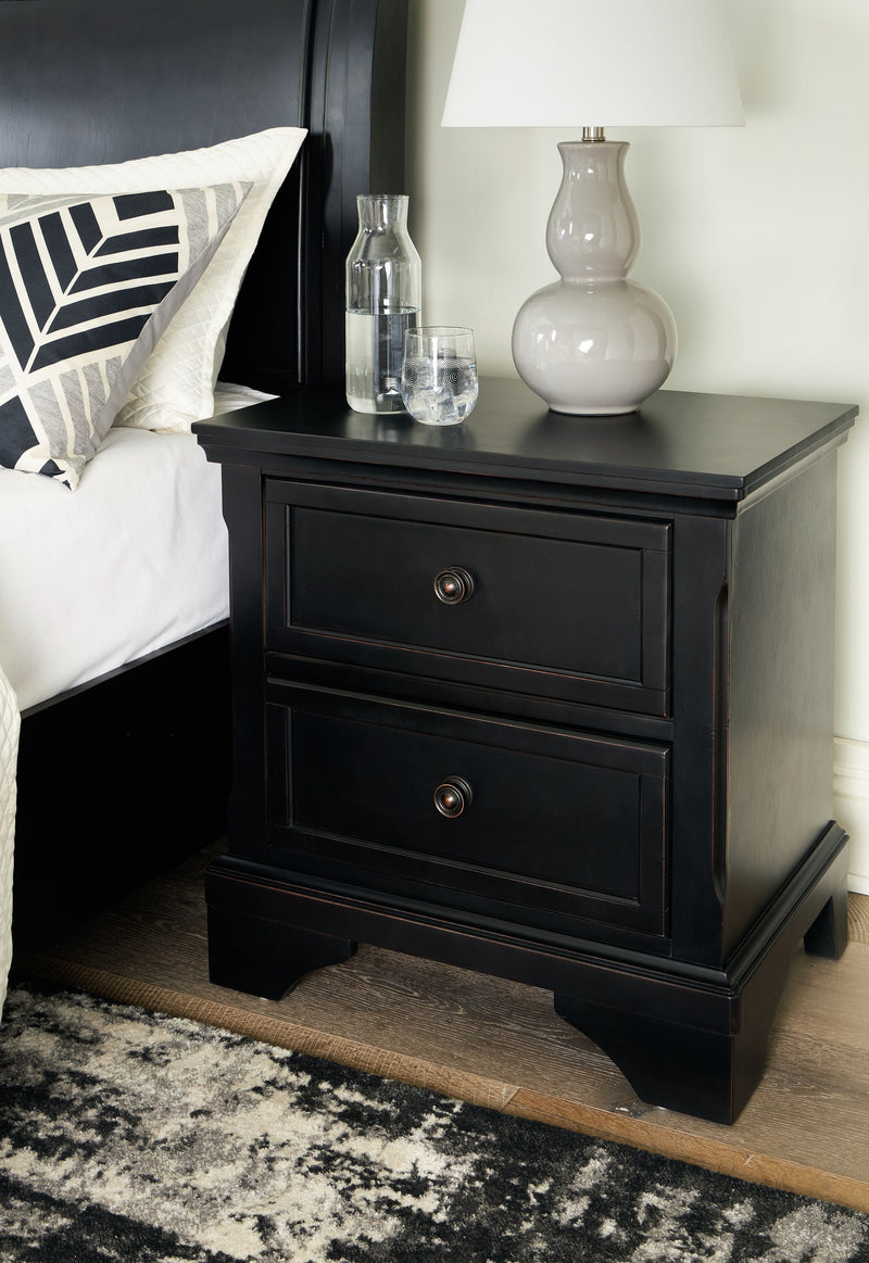 Chylanta - Black - Two Drawer Night Stand.