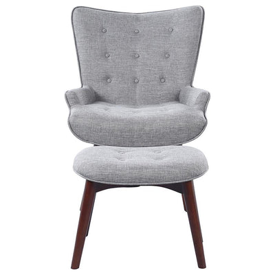 Willow - Upholstered Accent Chair With Ottoman - Grey and Brown.