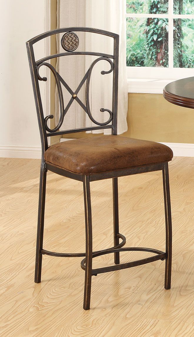 Tavio - Counter Height Chair (Set of 2) - Fabric & Antique Bronze - 41" - Grand Furniture GA