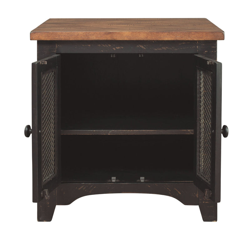 Valebeck - Black / Brown - Rectangular End Table.