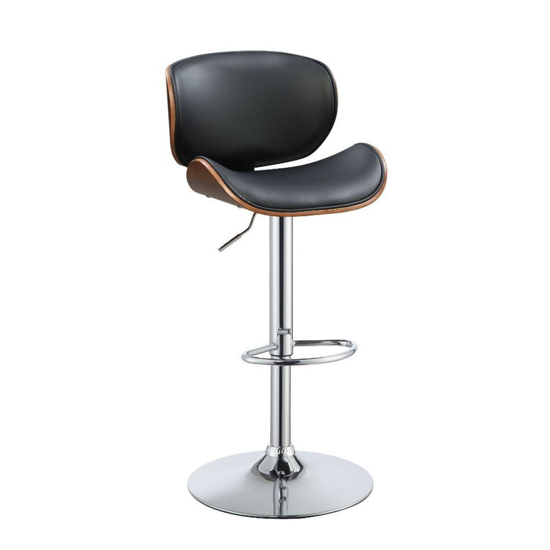 Camila - Stool - Black PU & Walnut - Metal - 45" - Grand Furniture GA