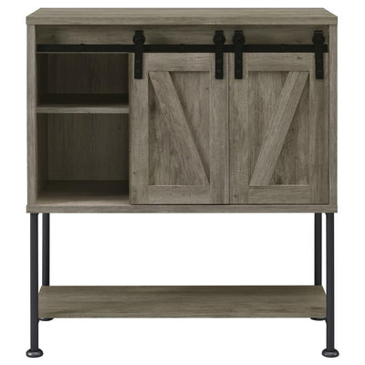 Claremont - Sliding Door Bar Cabinet With Lower Shelf - Grey Driftwood.