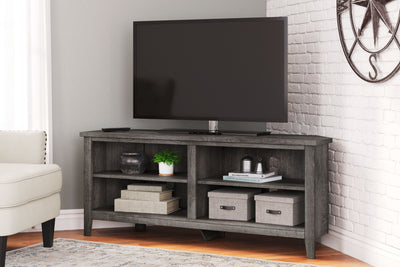 Arlenbry - Gray - Medium Corner TV Stand.