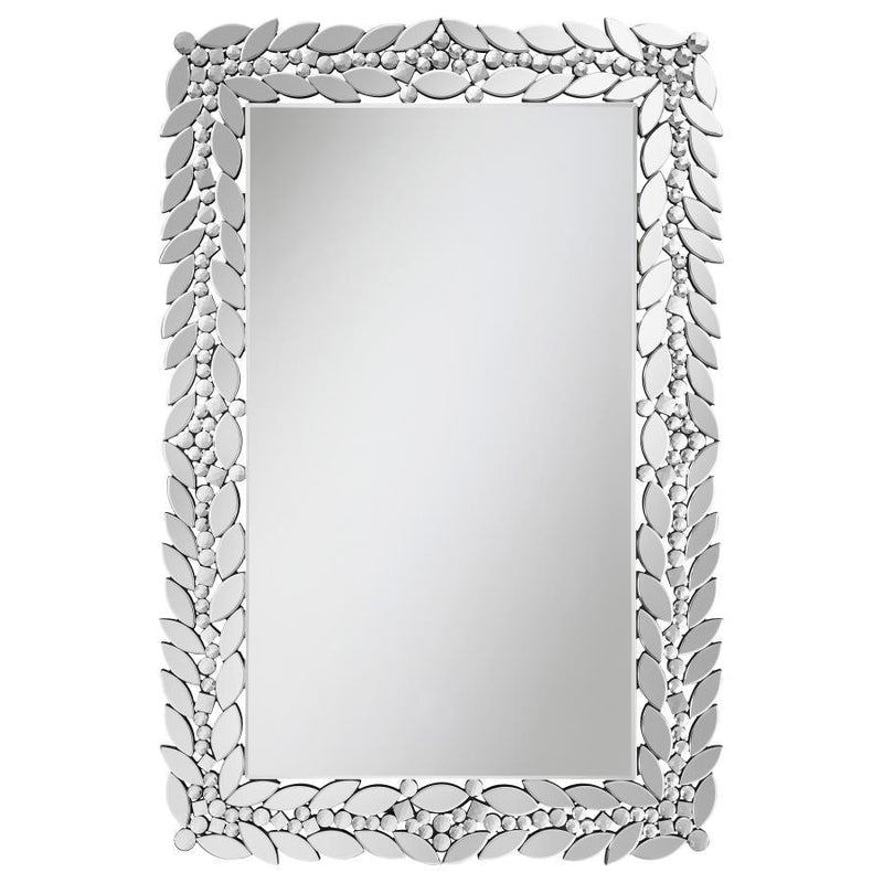 Cecily - Rectangular Leaves Frame Wall Mirror Faux Crystal.