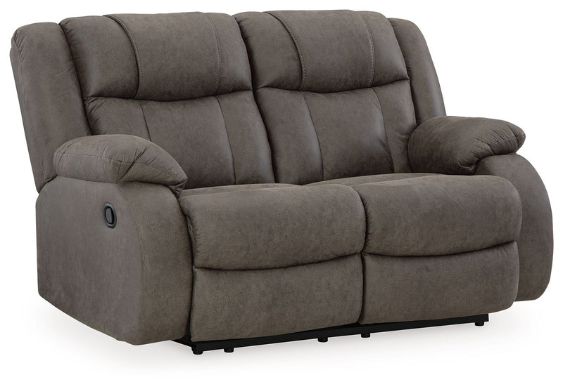 First Base - Gunmetal - Reclining Loveseat.