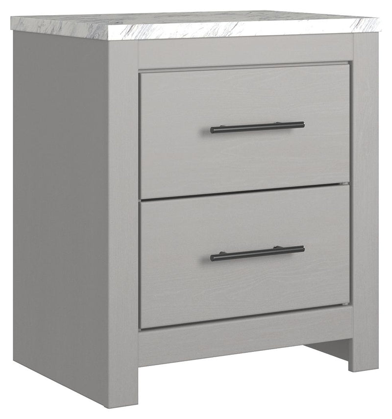 Cottonburg - Light Gray / White - Two Drawer Night Stand.