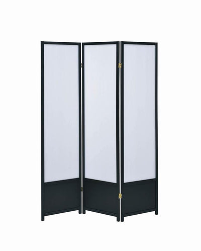 Calix - 3-Panel Folding Floor Screen - Translucent And Black - Room Dividers - Grand Furniture GA