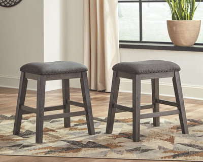 Caitbrook - Gray - Upholstered Stool (Set of 2).