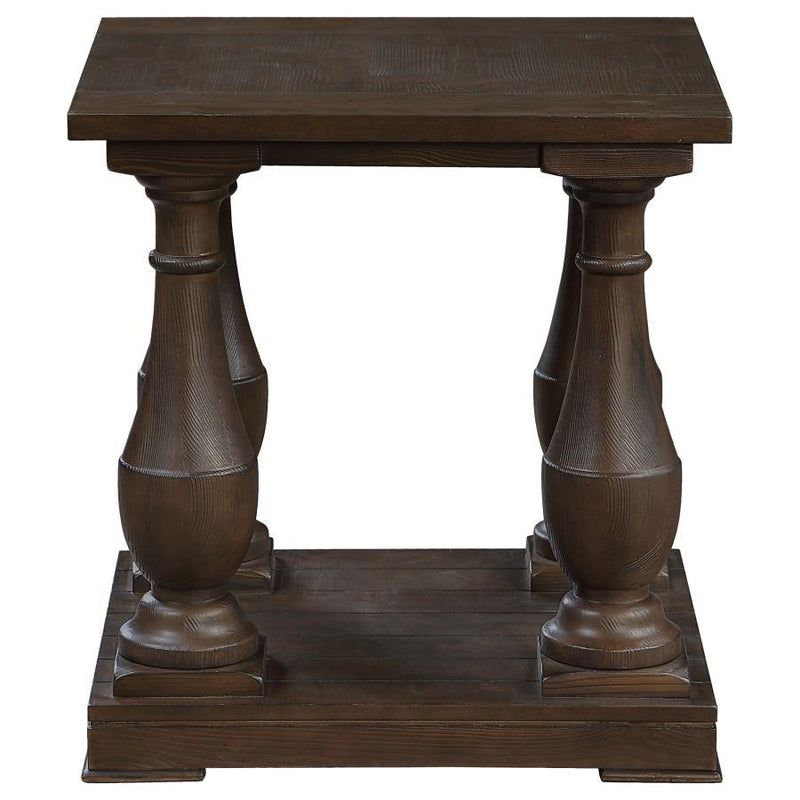 Walden - Rectangular End Table With Turned Legs and Floor Shelf - Coffee.