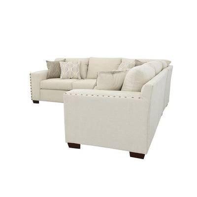 Aria - L-Shaped Sectional With Nailhead - Oatmeal.