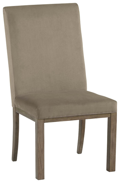 Chrestner - Gray / Brown - Dining Uph Side Chair (Set of 2).