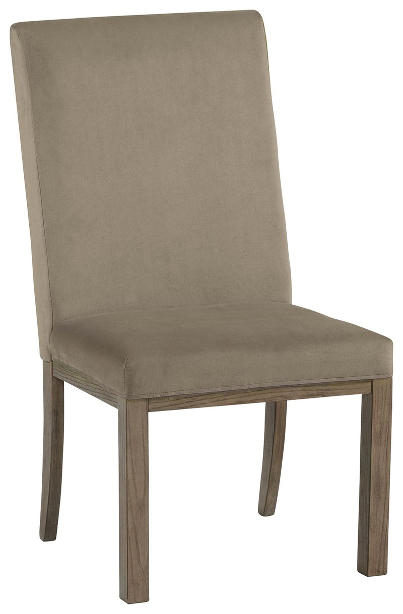 Chrestner - Gray / Brown - Dining Uph Side Chair (Set of 2).