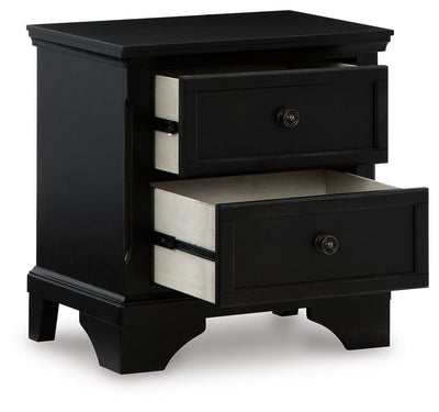 Chylanta - Black - Two Drawer Night Stand.