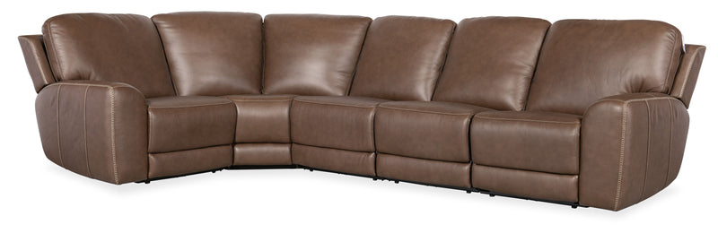 Torres - Power 5 Piece Sectional - Dark Brown