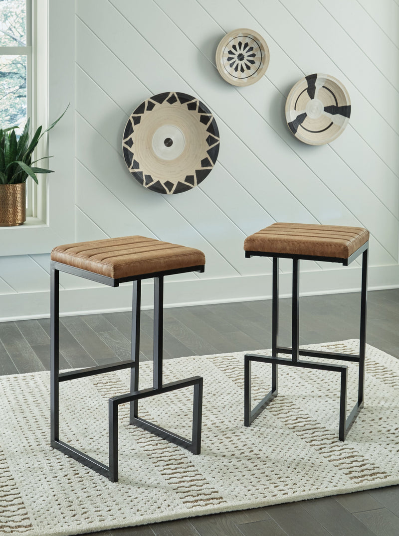 Strumford - Caramel / Black - Tall Uph Barstool (Set of 2).