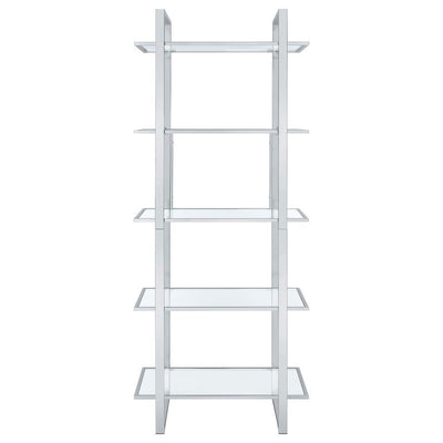 Hartford - Glass Shelf Bookcase - Chrome - Grand Furniture GA