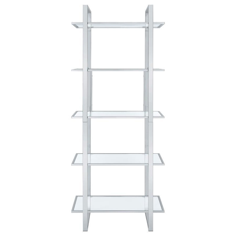 Hartford - Glass Shelf Bookcase - Chrome - Grand Furniture GA