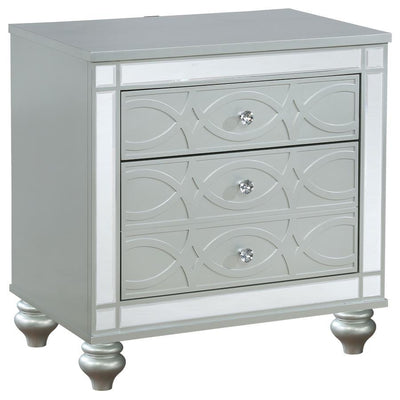 Gunnison - 2-Drawer Nightstand - Silver Metallic.