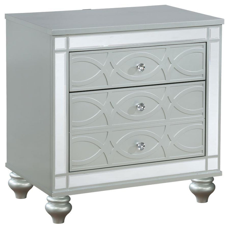 Gunnison - 2-Drawer Nightstand - Silver Metallic.