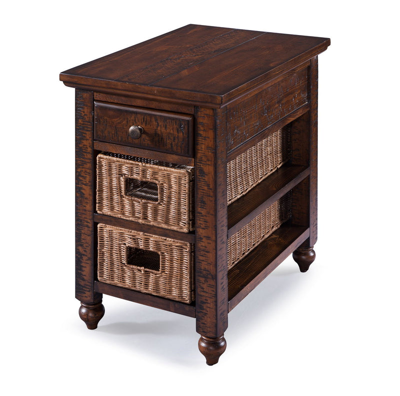 Cottage Lane - Wood Rectangular Chair Side End Table - Coffee.