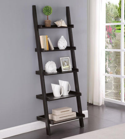 Colella - 5-Shelf Ladder Bookcase - Cappuccino.