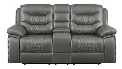 Flamenco - Tufted Upholstered Power Loveseat With Console - Charcoal.