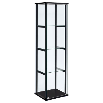 Cyclamen - 4-Shelf Glass Curio Cabinet - Black and Clear.