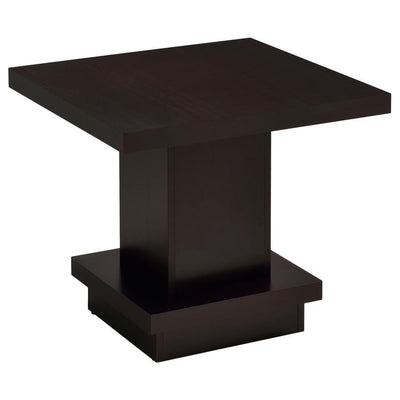 Reston - Pedestal Square End Table - Cappuccino.