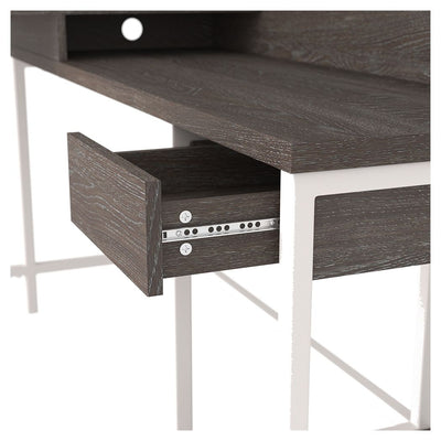 Dorrinson - White / Black / Gray - L-desk With Storage.