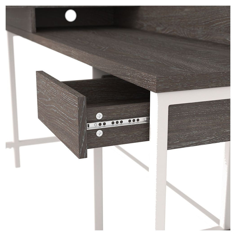 Dorrinson - White / Black / Gray - L-desk With Storage.