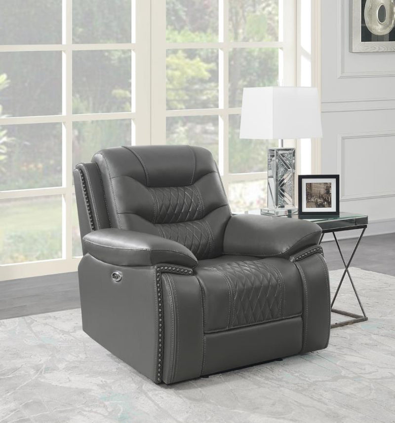 Flamenco - Tufted Upholstered Power Recliner - Charcoal.