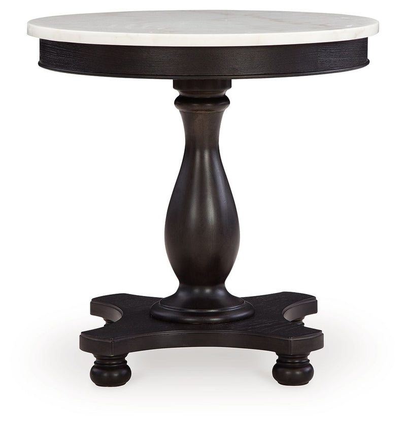 Henridge - Black / White - Accent Table With Pedestal Base.