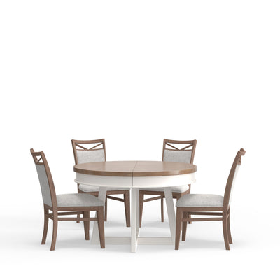 Americana Modern Dining - 48 In. Round Extendable Dining Table And 4 Upholstered Chairs - Light Brown