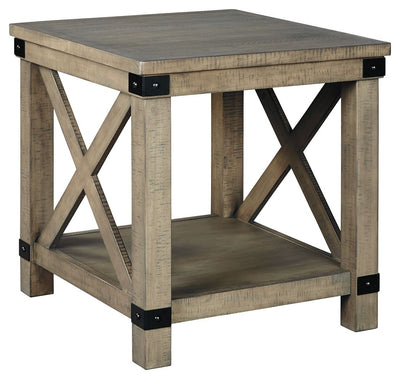 Aldwin - Gray - Rectangular End Table - Crossbuck Styling.